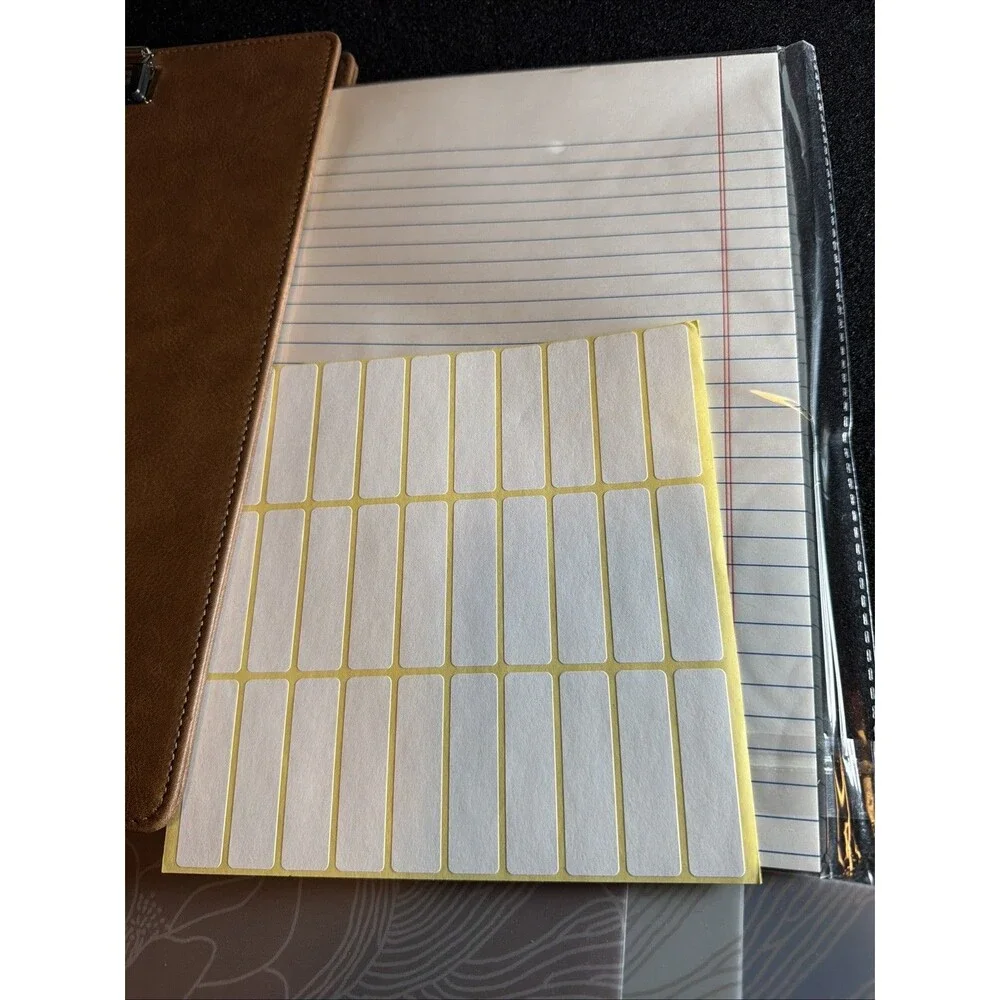 Stationery Bundle - Brown Clipboard Portfolio Folio & Clear Floral Tab Dividers